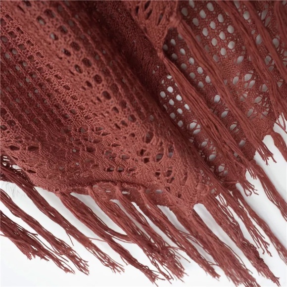 SOLD OUT CLEARANCE Boho Rust Handmade Crochet Beach Coverup Tunic - Picture 5 of 6